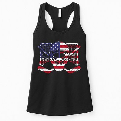 Ice Hockey Goalie American Flag USA Goalie mask 4th of July Womens Tank Top
