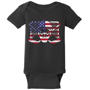 Ice Hockey Goalie American Flag USA Goalie mask 4th of July Baby Bodysuit