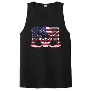 Ice Hockey Goalie American Flag USA Goalie mask 4th of July PosiCharge Competitor Tank