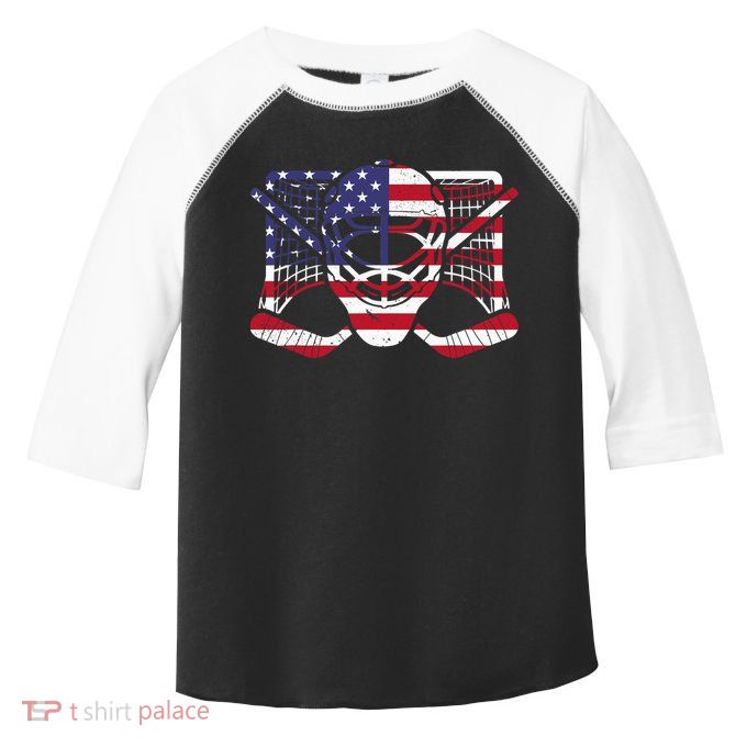 Ice Hockey Goalie American Flag USA Goalie mask 4th of July Toddler Fine Jersey T-Shirt