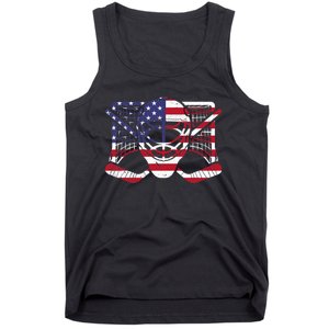 Ice Hockey Goalie American Flag USA Goalie mask 4th of July Tank Top