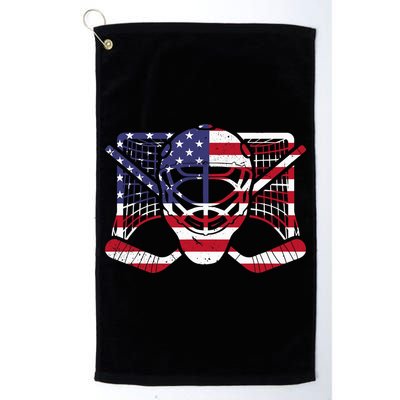 Ice Hockey Goalie American Flag USA Goalie mask 4th of July Golf Towel