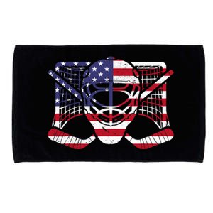 Ice Hockey Goalie American Flag USA Goalie mask 4th of July Microfiber Hand Towel