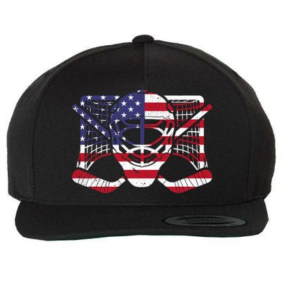 Ice Hockey Goalie American Flag USA Goalie mask 4th of July Wool Snapback Cap