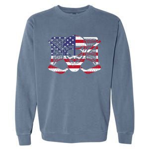 Ice Hockey Goalie American Flag USA Goalie mask 4th of July Garment-Dyed Sweatshirt