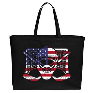 Ice Hockey Goalie American Flag USA Goalie mask 4th of July Cotton Canvas Jumbo Tote