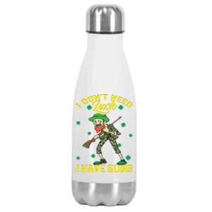 I Have Guns Happy St Hatrick's Day Hunting Gift Stainless Steel Insulated Water Bottle