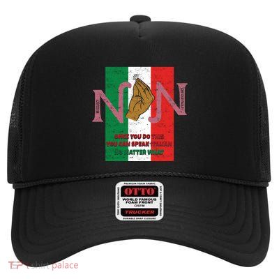Italian Hand Gesture High Crown Mesh Back Trucker Hat