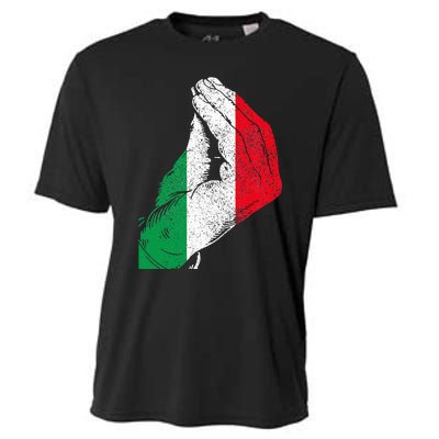 Italy Hand Gesture Italia Italian Flag Pride Funny Cooling Performance Crew T-Shirt