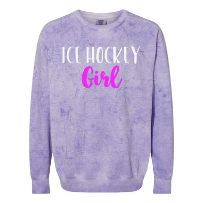 Ice Hockey Girl Player Women Funny Cute Lover Colorblast Crewneck Sweatshirt