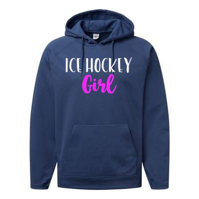 Ice Hockey Girl Player Women Funny Cute Lover Performance Fleece Hoodie