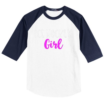 Ice Hockey Girl Player Women Funny Cute Lover Baseball Sleeve Shirt