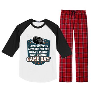 Ice Hockey Game Day For Ice Hockey Fans Cute Gift Raglan Sleeve Pajama Set