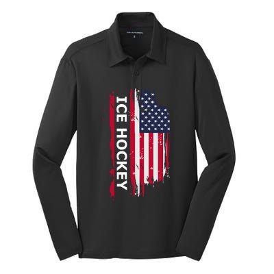 Ice Hockey Great Gift Silk Touch Performance Long Sleeve Polo