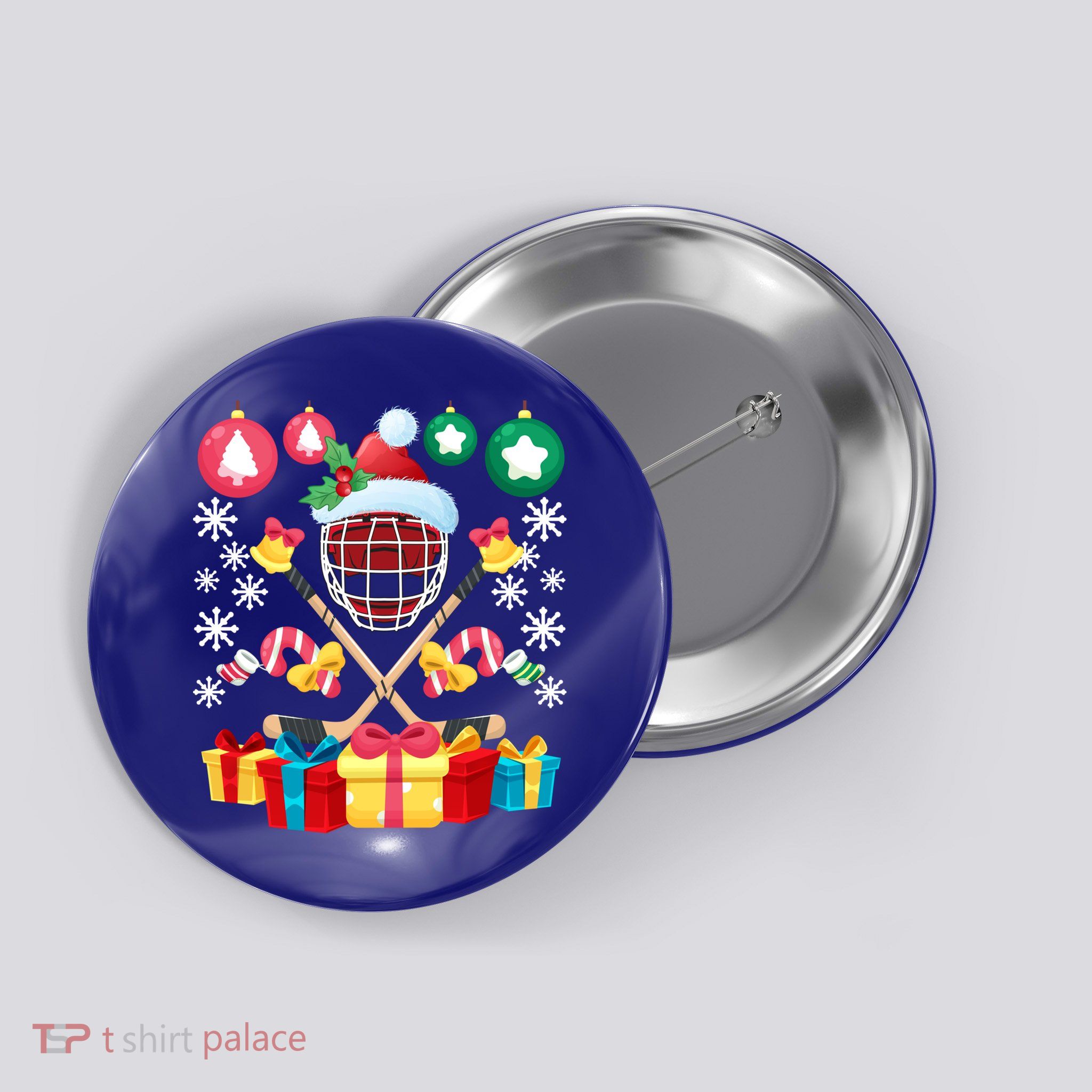 Ice Hockey Goalie Christmas Gift For Hockey Lover Funny Xmas Gift Button