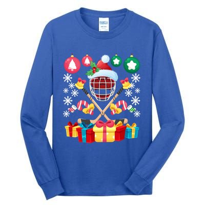 Ice Hockey Goalie Christmas Gift For Hockey Lover Funny Xmas Gift Tall Long Sleeve T-Shirt