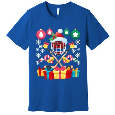 Ice Hockey Goalie Christmas Gift For Hockey Lover Funny Xmas Gift Premium T-Shirt