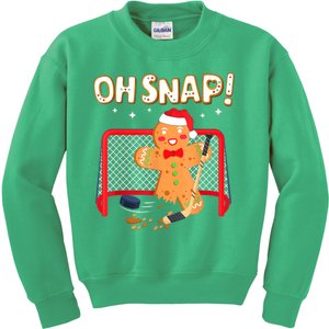 Ice Hockey Goalie Funny Christmas Gingerbread Man Oh Snap Cookie Kids Sweatshirt