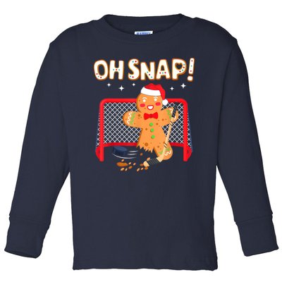 Ice Hockey Goalie Funny Christmas Gingerbread Man Oh Snap Cookie Toddler Long Sleeve Shirt