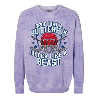 Ice Hockey Goalie Block Like A Beast Player Boy Teen Colorblast Crewneck Sweatshirt