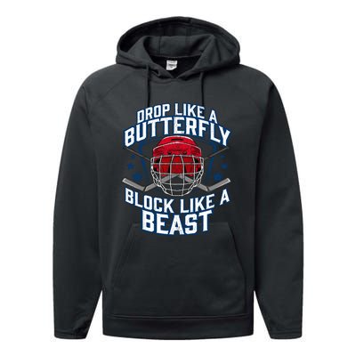 Ice Hockey Goalie Block Like A Beast Player Boy Teen Performance Fleece Hoodie