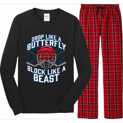 Ice Hockey Goalie Block Like A Beast Player Boy Teen Long Sleeve Pajama Set