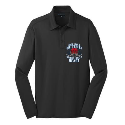 Ice Hockey Goalie Block Like A Beast Player Boy Teen Silk Touch Performance Long Sleeve Polo