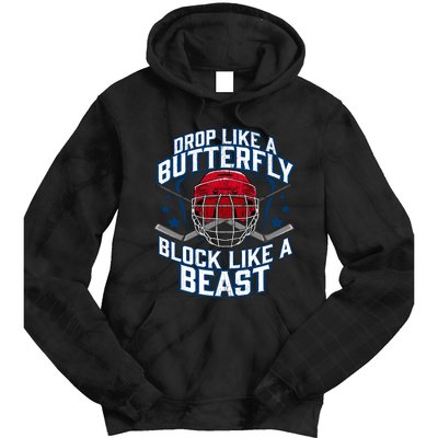 Ice Hockey Goalie Block Like A Beast Player Boy Teen Tie Dye Hoodie