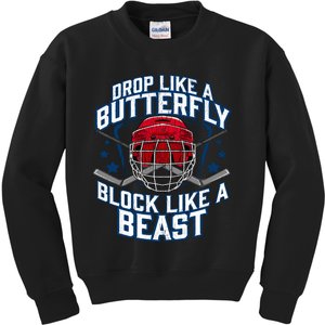 Ice Hockey Goalie Block Like A Beast Player Boy Teen Kids Sweatshirt