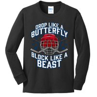 Ice Hockey Goalie Block Like A Beast Player Boy Teen Kids Long Sleeve Shirt