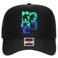 Ice Hockey Goalie Hockey Player High Crown Mesh Back Trucker Hat