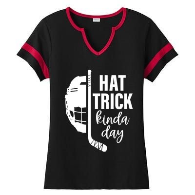 Ice Hockey Hat Trick Kinda Day Christmas Ice Hockey Player Gift Ladies Halftime Notch Neck Tee