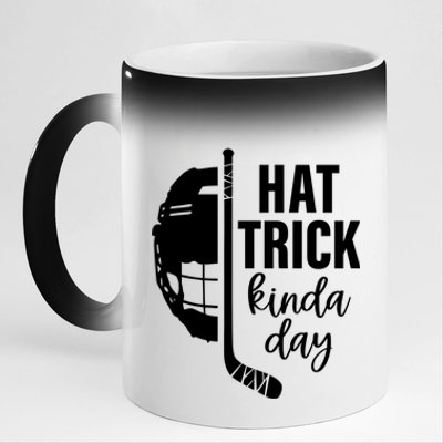 Ice Hockey Hat Trick Kinda Day Christmas Ice Hockey Player Gift 11oz Black Color Changing Mug