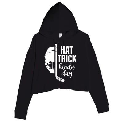 Ice Hockey Hat Trick Kinda Day Christmas Ice Hockey Player Gift Crop Fleece Hoodie