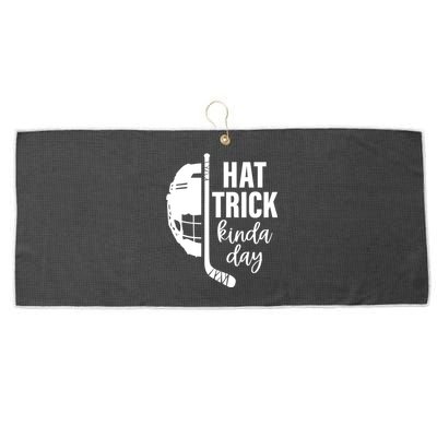 Ice Hockey Hat Trick Kinda Day Christmas Ice Hockey Player Gift Large Microfiber Waffle Golf Towel