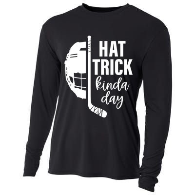 Ice Hockey Hat Trick Kinda Day Christmas Ice Hockey Player Gift Cooling Performance Long Sleeve Crew