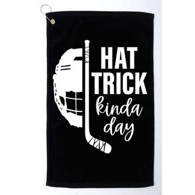 Ice Hockey Hat Trick Kinda Day Christmas Ice Hockey Player Gift Platinum Collection Golf Towel