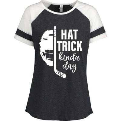 Ice Hockey Hat Trick Kinda Day Christmas Ice Hockey Player Gift Enza Ladies Jersey Colorblock Tee