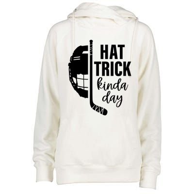 Ice Hockey Hat Trick Kinda Day Christmas Ice Hockey Player Gift Womens Funnel Neck Pullover Hood