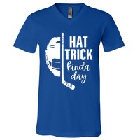 Ice Hockey Hat Trick Kinda Day Christmas Ice Hockey Player Gift V-Neck T-Shirt