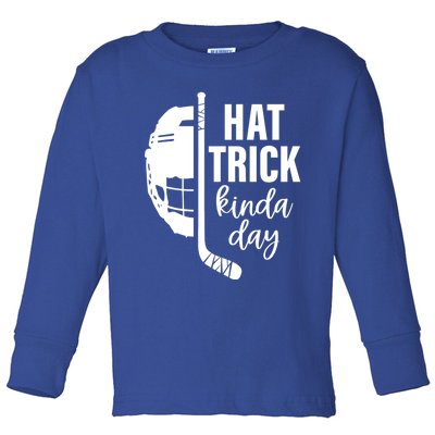 Ice Hockey Hat Trick Kinda Day Christmas Ice Hockey Player Gift Toddler Long Sleeve Shirt