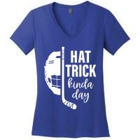 Ice Hockey Hat Trick Kinda Day Christmas Ice Hockey Player Gift Women's V-Neck T-Shirt