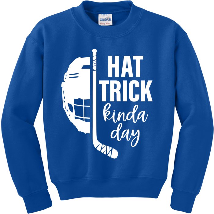 Ice Hockey Hat Trick Kinda Day Christmas Ice Hockey Player Gift Kids Sweatshirt