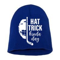 Ice Hockey Hat Trick Kinda Day Christmas Ice Hockey Player Gift Short Acrylic Beanie