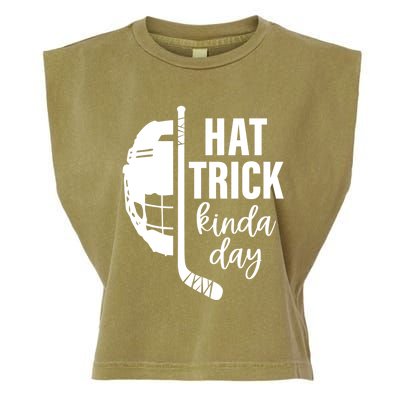 Ice Hockey Hat Trick Kinda Day Christmas Ice Hockey Player Gift Garment-Dyed Women's Muscle Tee