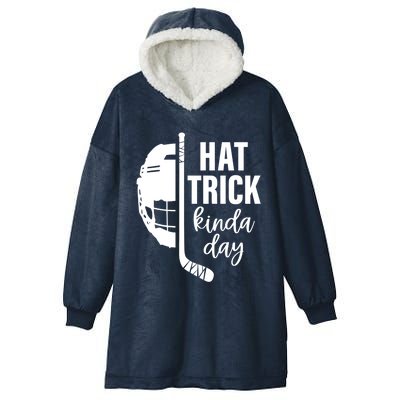 Ice Hockey Hat Trick Kinda Day Christmas Ice Hockey Player Gift Hooded Wearable Blanket