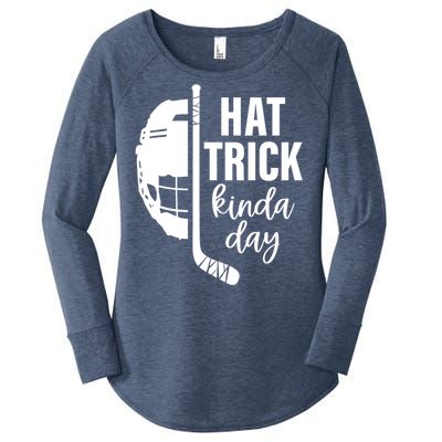 Ice Hockey Hat Trick Kinda Day Christmas Ice Hockey Player Gift Women's Perfect Tri Tunic Long Sleeve Shirt