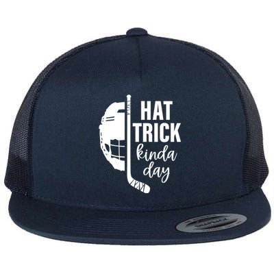 Ice Hockey Hat Trick Kinda Day Christmas Ice Hockey Player Gift Flat Bill Trucker Hat