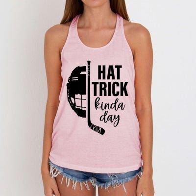 Ice Hockey Hat Trick Kinda Day Christmas Ice Hockey Player Gift Women's Knotted Racerback Tank