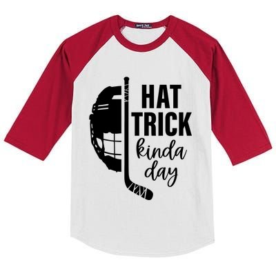 Ice Hockey Hat Trick Kinda Day Christmas Ice Hockey Player Gift Kids Colorblock Raglan Jersey